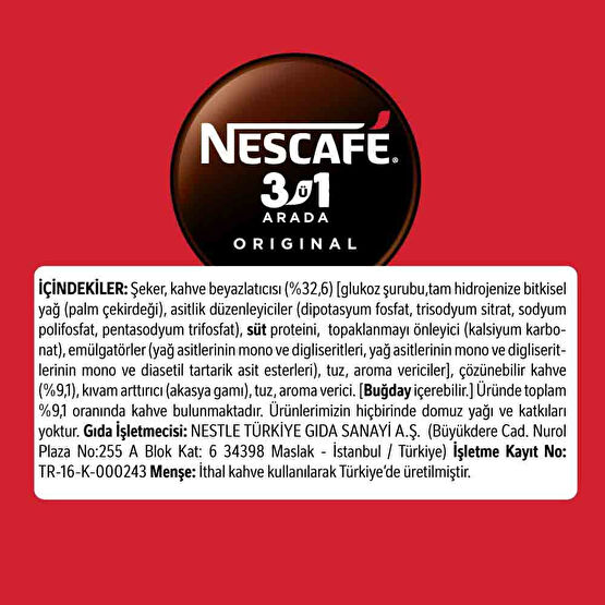 Nescafe 3'ü 1 Arada 17,5 gr 10'lu Paket Original