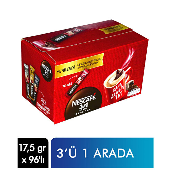 Nescafe 3'ü 1 Arada 17,5 gr x 96'lı Paket Original Kahve Fiyatı