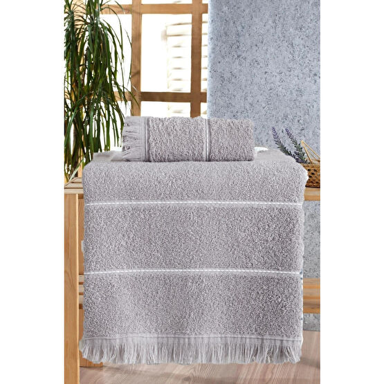 Nina Home Retro Stripe Grey Banyo Havlu Seti 2 Li Banyo Havlusu Fiyatı