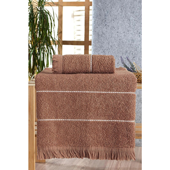 Nina Home Retro Stripe Tarçın Banyo Havlu Seti 2 Li Banyo Havlusu Fiyatı
