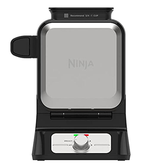 Ninja BW1001 NeverStick PRO Belgian Waffle Maker, Vertical Design, 5 Shade Settings, with Precision-Pour Cup & Chef-curated Recipe Guide, Black & Silver Waffle Makinesi Fiyatı