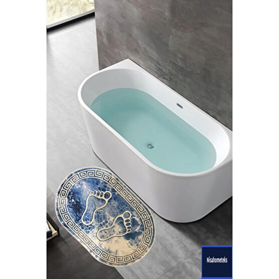 Nisahometeks Oval Banyo Ayak Paspası 40*60 cm - Mavi Klozet Takımı Fiyatı