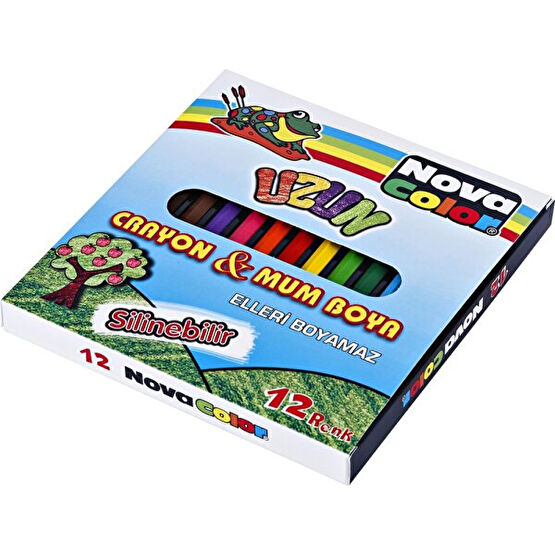 Nova Color Uzun Mum Boya 12 Renk Karton Kutu 12 Renk Crayon 1 Adet Novacolor Uzun Altıgen Mum Boya 12 Renk Mum Boya Fiyatı