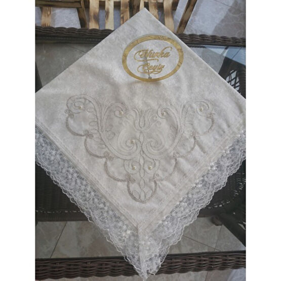 Nurka Çeyiz Çeyizlik Hediyelik Gelin Veya Damat Için Gri Kadife Nişan Söz Bohçası / Dört Kenarı Lüx Güpürlü Yatak Odası Tekstili & Çeyiz Seti Fiyatı