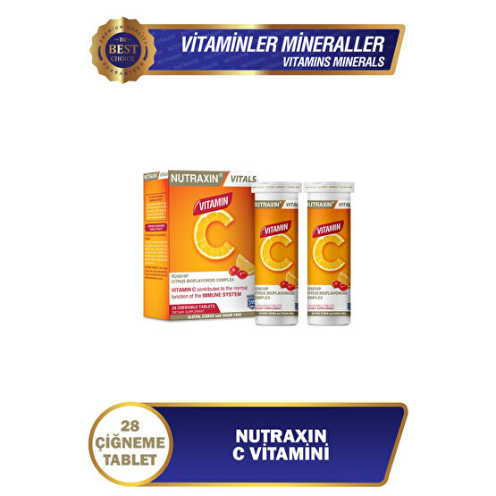 Nutraxin C Vitamini Çiğneme Tableti - C Vitamini Deposu 28 Tablet