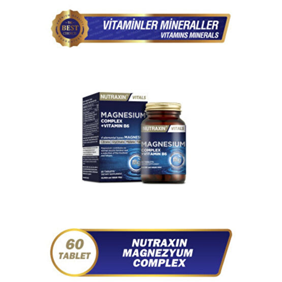 Nutraxin Magnezyum Complex 60 Tablet 125 Mg - Bisiglinat - Taurat - Malat - Sitrat - B6