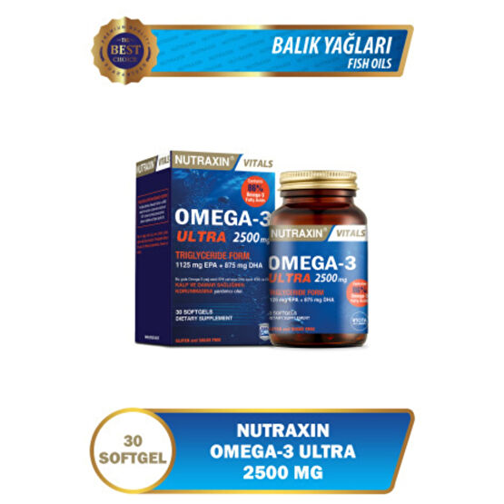 Nutraxin Omega 3 Ultra 2500 Mg 30 Yumuşak Kapsül - EPA DHA GOED