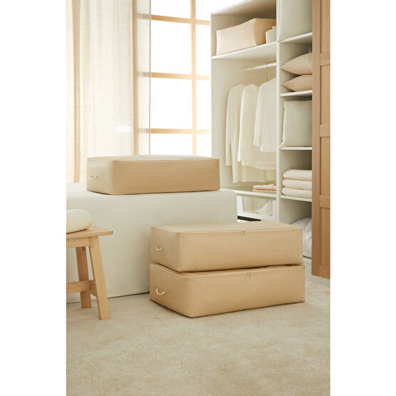 Ocean Home Textile 3 Adet Mega Boy Bej Balıksırtı Baza Altı Yastık Yorgan Kazak Hurcu 74x46x22 Hurç Fiyatı