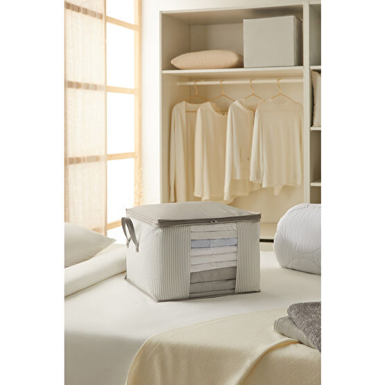 Ocean Home Textile Orta Boy Pencereli Stuff&things Gri Çizgili Kazak Pike Battaniye Hurcu 45x40x30 Hurç Fiyatı