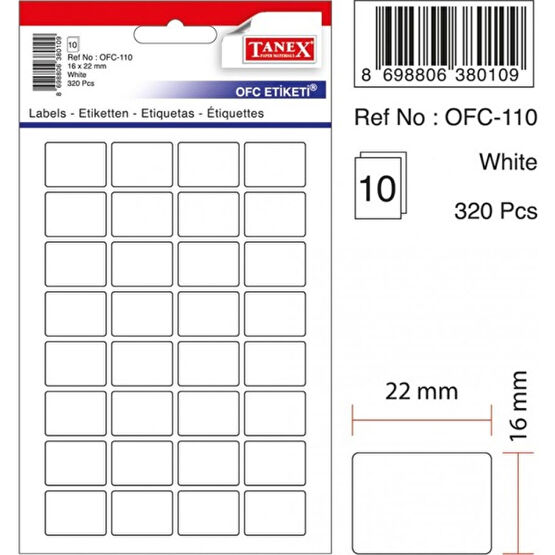 Ofc-110 Beyaz Ofis Etiketi 100 Ad-10-Lu Poşet Etiket Fiyatı