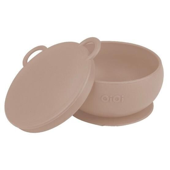 Oioi 6+ Ay Bubble Beige Vakum Tabanlı Silikon Kapaklı Kase