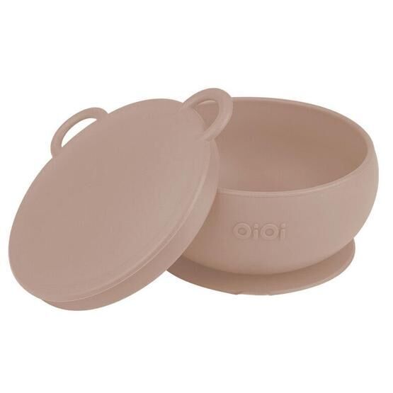 Oioi 6+ Ay Bubble Beige Vakum Tabanlı Silikon Kapaklı Kase