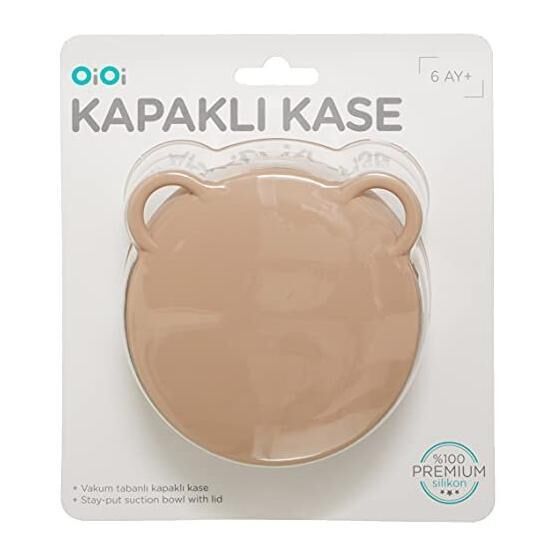 Oioi 6+ Ay Bubble Beige Vakum Tabanlı Silikon Kapaklı Kase