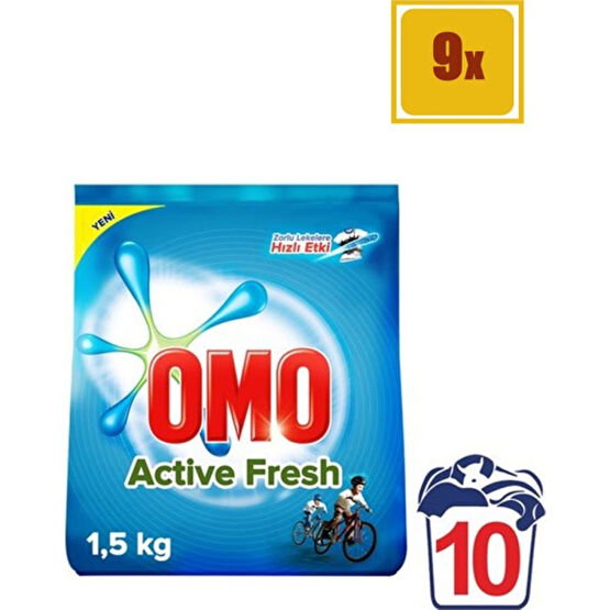 Omo Matik Active Fresh 1,5 kg Toz Çamaşır Deterjanı 9'lu Set - 13,5 kg Çamaşır Deterjanı Fiyatı