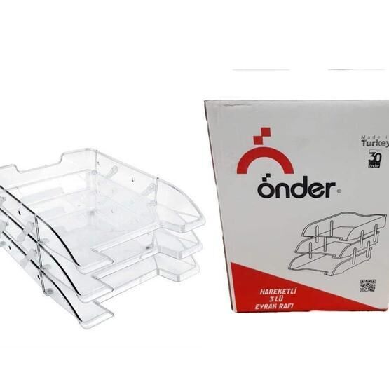 Önder Hareketli 3'lü Şeffaf Evrak Rafı