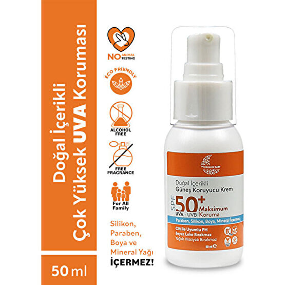 Organik Baby Doğal Içerikli Bebek ve Çocuk Güneş Kremi Leke Karşıtı Vegan Uva Uvb 50+ Spf 50 ml Bebek Güneş Kremi Fiyatı