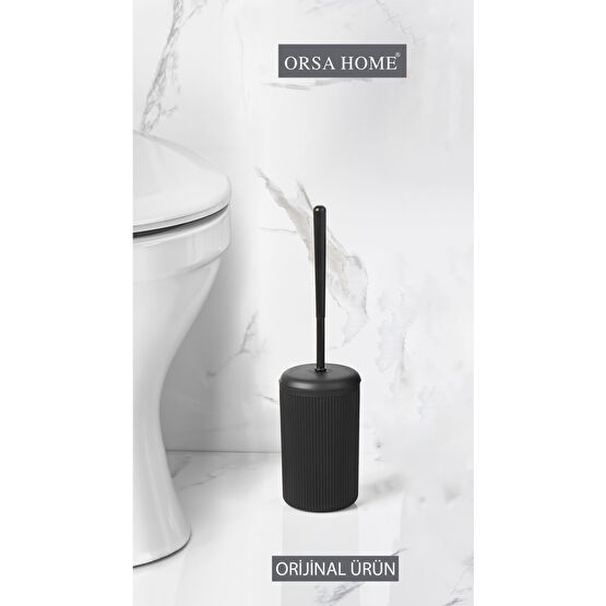ORSA HOME Siyah Çizgi Desenli Tuvalet Fırçası Klozet Fırçası Fiyatı