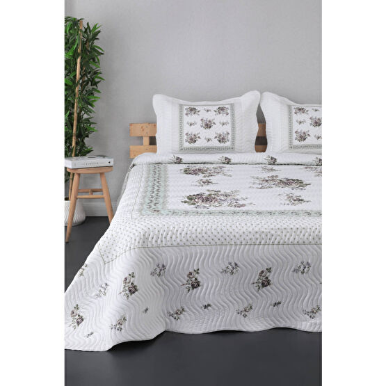 Örtüm Çift Kişilik Microfiber Kapitone Yatak Örtüsü Flower Lila Yatak Örtüsü Fiyatı
