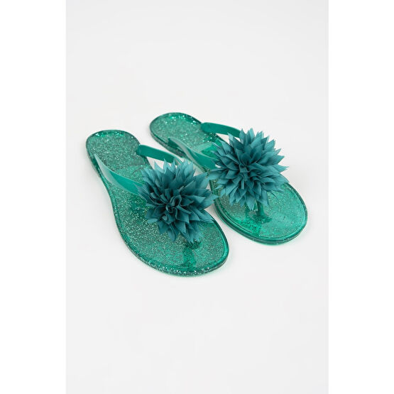 OZYO Jade Simli Yeşil Çiçekli Jel Günlük Plaj Yazlık Terlik 40 Beden Unisex Sandalet Fiyatı