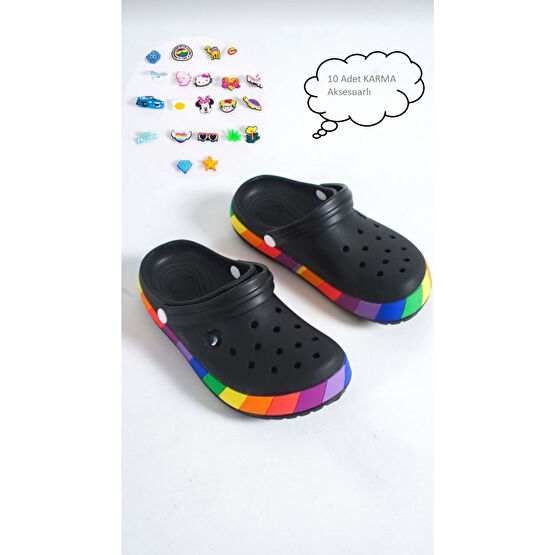 OZYO Samesa Siyah Gökkuşağı Clogs Eva Yazlık Plaj - Günlük Terlik 39 Beden Unisex Sandalet Fiyatı