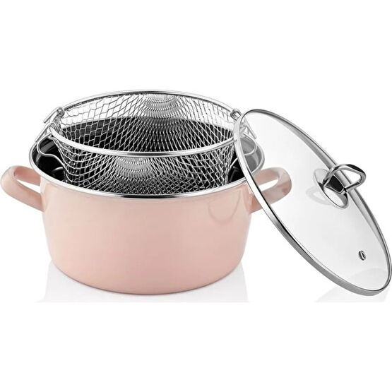 Paçi Emaye Pembe Kızartma Tenceresi 22 cm 4.5 Lt Tencereler Fiyatı