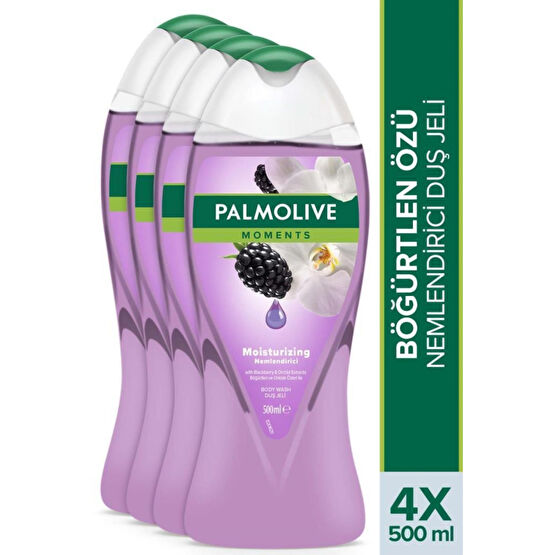 Palmolive Moments Böğürtlen ve Orkide Özleri ile Nemlendirici Banyo ve Duş Jeli 500 ml x 4 Adet