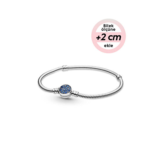 Pandora Moments Işıltılı Mavi Disk Klipsli Bileklik 18 cm Beden Gümüş Bilezik Fiyatı