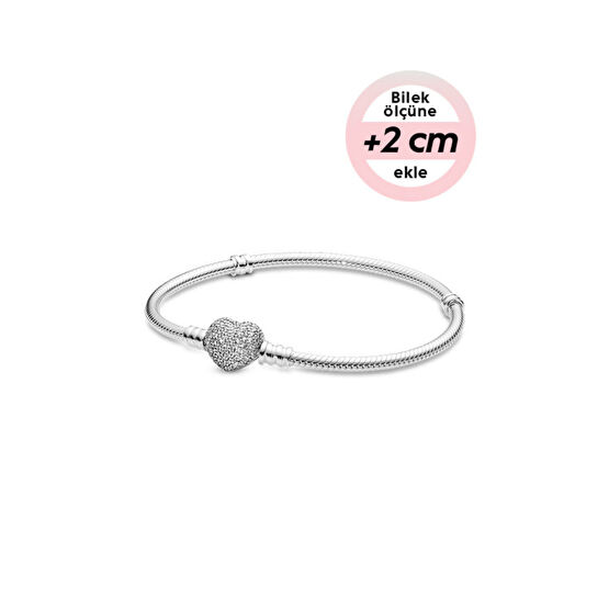 Pandora Moments Pavé Kalp Klipsli Bileklik 16 cm Beden