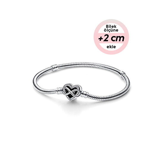 Pandora Moments Sonsuz Kalp Klipsli Yılan Zincir Bileklik 20 cm Beden Gümüş Bilezik Fiyatı