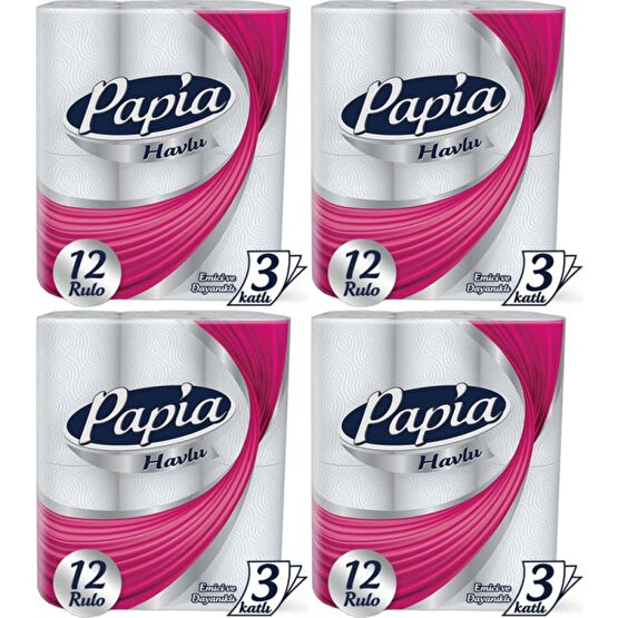 Papia Kağıt Havlu 48 Li Set (3 Katlı) (4pk*12) Kağıt Havlu Fiyatı