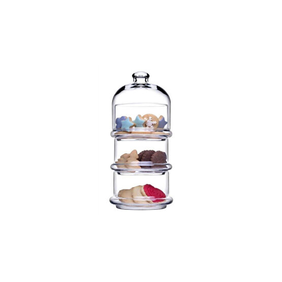Paşabahçe Villa Patisserie Büyük Boy 3 Katlı Cam Kurabiyelik - 96815