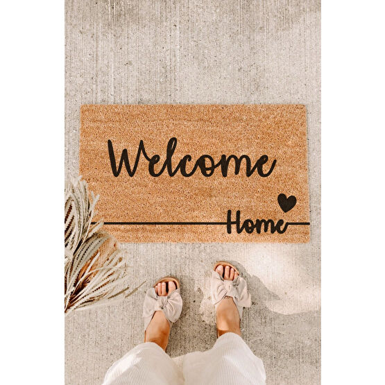 Paspas Yap Welcome Siyah Kalpli Sağ Altta Home Çizgili Kapı Önü Paspası 33 x 60 Beden Paspas Fiyatı