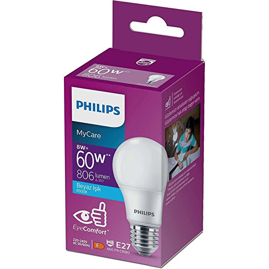Philips Ledbulb 8-60w Beyaz Işık E27 6500k Tasarruflu Ampul Fiyatı