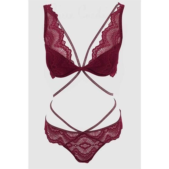 Pierre Cardin 4730 Bordo Robinetta Balenli Bralet Sütyen Takım