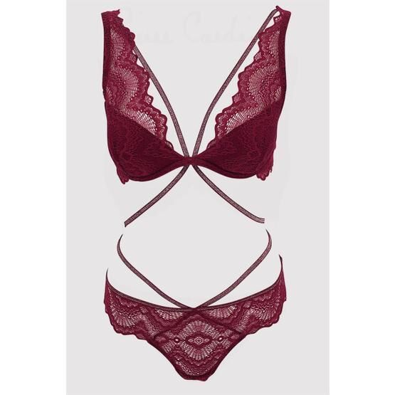 Pierre Cardin 4730 Bordo Robinetta Balenli Bralet Sütyen Takım