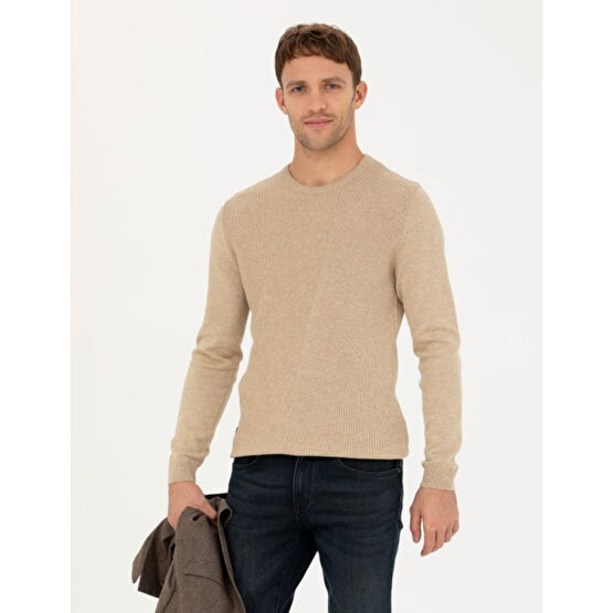 Pierre Cardin Erkek Bej Slim Fit Kazak 50281823-VR011 Erkek Kazak & Süveter & Triko Fiyatı