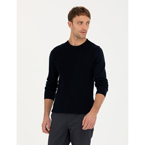 Pierre Cardin Erkek Lacivert Slim Fit Kazak 50281823-VR033 Erkek Kazak & Süveter & Triko Fiyatı