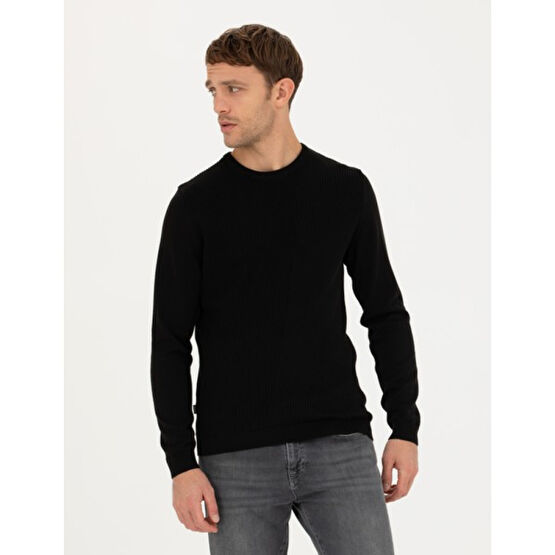 Pierre Cardin Erkek Siyah Slim Fit Kazak 50281823-VR046 Erkek Kazak & Süveter & Triko Fiyatı