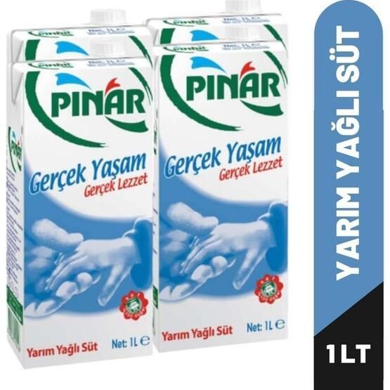 Pınar 4x1 lt Yarım Yağlı Süt