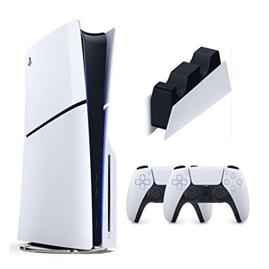 Playstation 5 Slim CD 3 TB (1 Tb+2 TB) - 2. DualSense - Şarj İstasyonu Ps5 Oyun Konsolu (İthalatçı Garantili) Playstation Oyun Konsolu Fiyatı