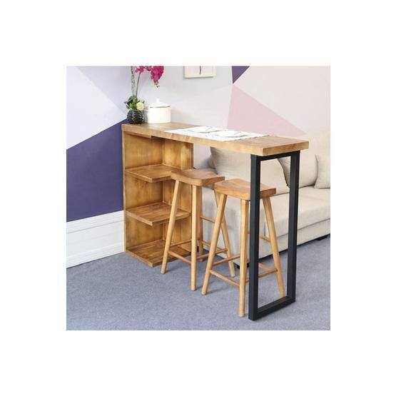 Plus Aksesuar Ahşap Dekoratif Tasarım Çam Renk 140x30x90 cm Çok Amaçlı Raf