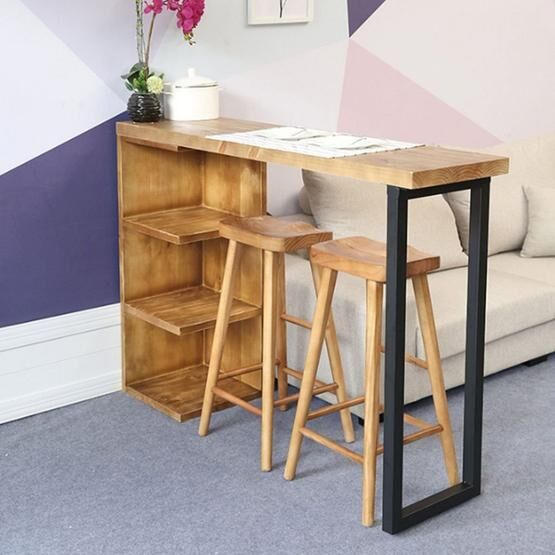 Plus Aksesuar Ahşap Dekoratif Tasarım Çam Renk 140x30x90 cm Çok Amaçlı Raf
