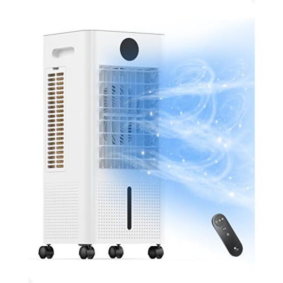 Portable Air Conditioner, Evaporative Air Cooler Windowless with Remote, 3 Speeds, 12H Timer, Oscillating Swamp Cooler for Bedroom, Living Room, Ivory Klimalar Fiyatı