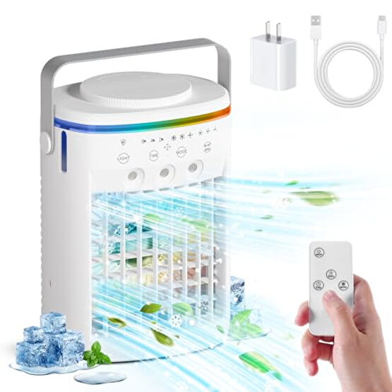 Portable Air Conditioner,Cooling Fan with 3 Speeds &3 Modes,2-8H Timer,1000ml Water Tank, Remote Control,4 in 1 Humidifier, Air Conditioner,Fan,Night Light,Evaporative Air Cooler for Home,Office Klimalar Fiyatı