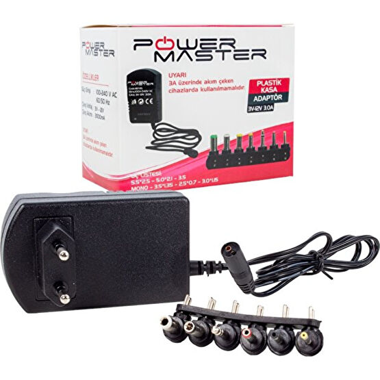 Powermaster PM-18745 3 Volt - 12 Volt 3 Amper Çok Uçlu Ayarlı Kademeli Adaptör Kesintisiz Güç Kaynakları (UPS) Fiyatı