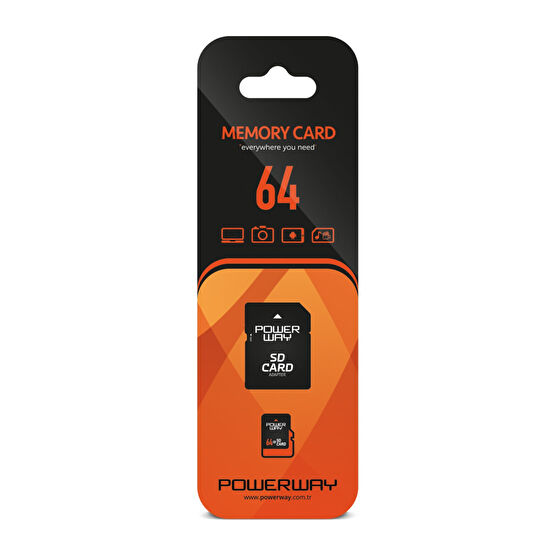 POWERWAY 64 GB Hafıza Kartı Adaptör Dahil Bellek & Depolama Aygıtları Fiyatı