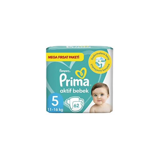 Prima Bebek Bezi Aktif Bebek Mega Fırsat Paket Junior 5 No 62 Li