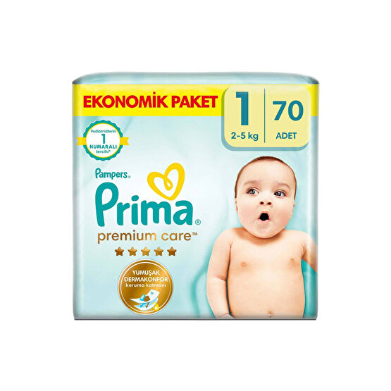 Prima Bebek Bezi Premium Care 1 Beden 70 Adet Yenidoğan Jumbo Paket Bebek Bezi Fiyatı