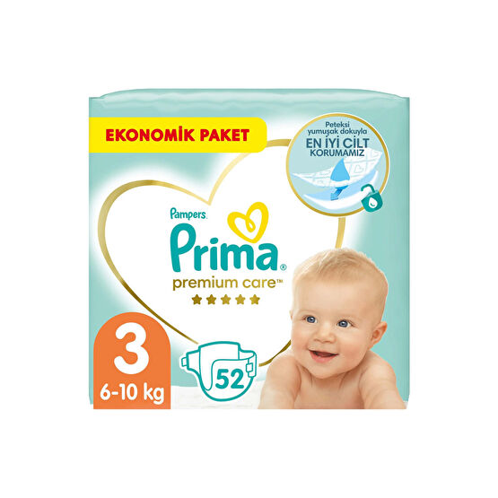 Prima Bebek Bezi Premium Care 3 Beden 52 Adet Ekonomik Paket