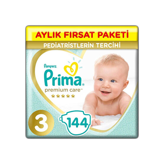 Prima Bebek Bezi Premium Care No 3 144'lü Aylık Fırsat Paketi